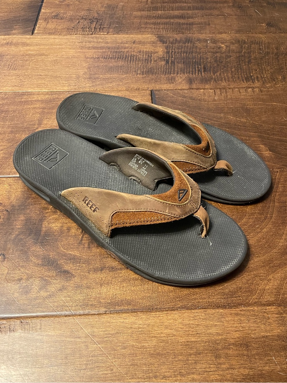 Mens reef flip flops leather outdoor summer spring size 11